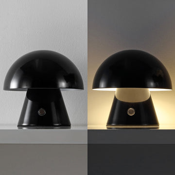 Porcini 7" Contemporary Bohemian Rechargeable/Cordless Iron Integrated LED Mushroom Table Lamp - JONATHAN Y
